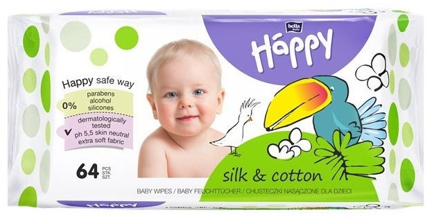 Bella Baby Happy, silk & cotton, chusteczki nawilżane Matka Aptekarka