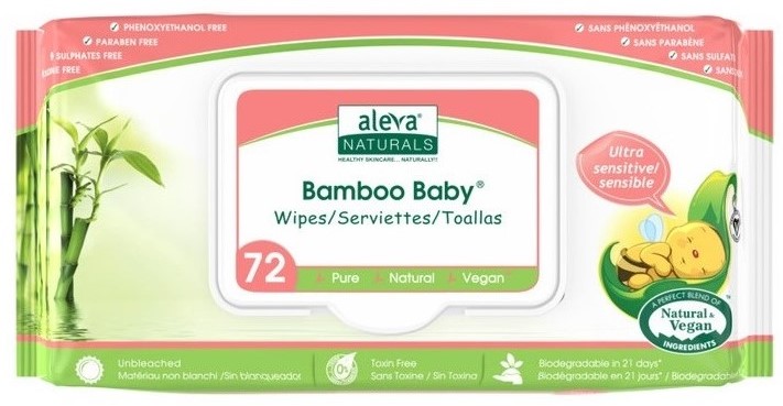 Aleva Naturals, Bamboo Baby Ultra Sensitive, chusteczki nawilżające, Matka Aptekarka
