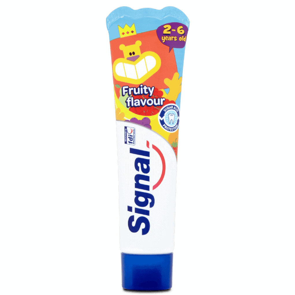 Signal Kids Fruity, pasta do zębów dla dzieci w wieku 2-6 lat, owocowa, z fluorem 1000 ppm, Matka Aptekarka