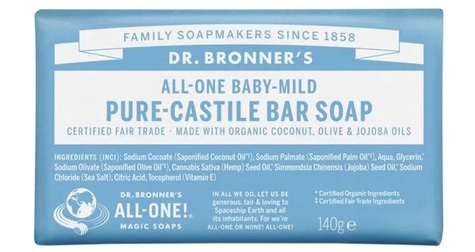 Dr Bronners Baby Mild, mydło w kostce dla niemowląt i dzieci, 140 g, Matka Aptekarka
