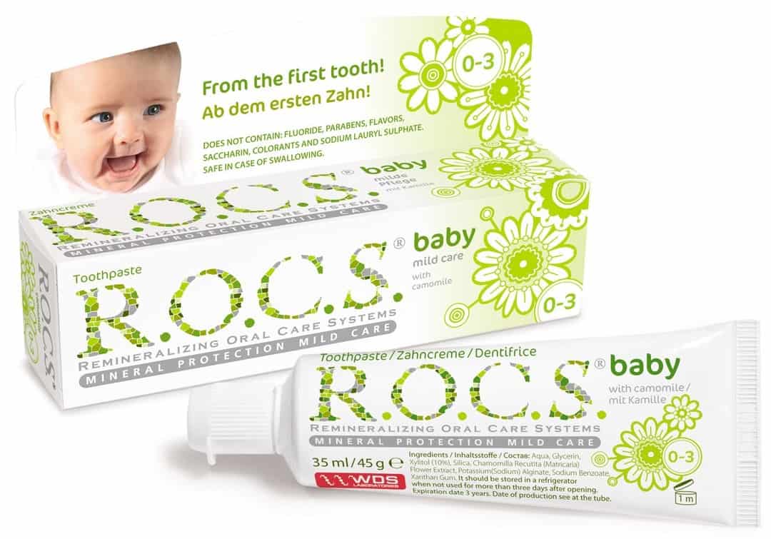 ROCS Baby, pasta do zębów bez fluoru dla dzieci 0-3 lat, rumianek, Matka Aptekarka