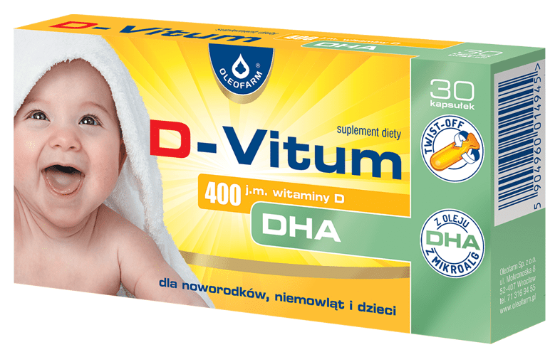 Oleofarm, D-Vitum 400 + DHA, kapsułki twist-off, Matka Aptekarka