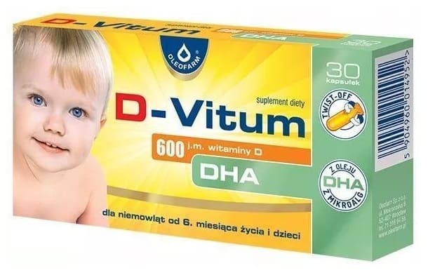 Oleofarm, D-Vitum 600 + DHA, kapsułki twist-off, Matka Aptekarka
