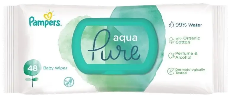 Pampers Aqua Pure, chusteczki nawilżające, Matka Aptekarka