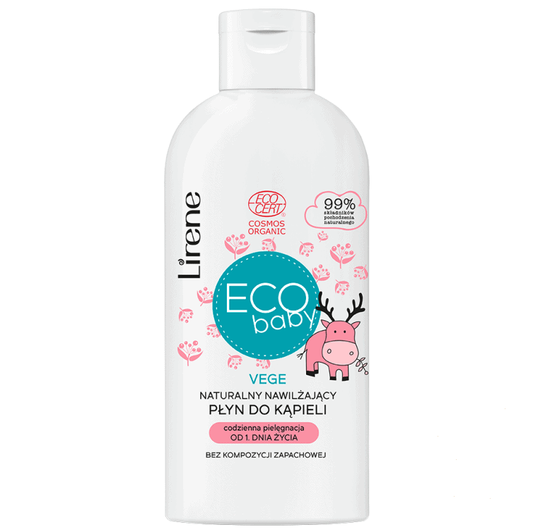 Lirene Eco Baby, VEGE, naturalny nawilżający płyn do kąpieli od 1. dnia życia, delikatny, Matka Aptekarka