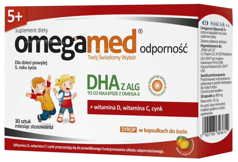 Omegamed Odporność 5+, syrop w kapsułkach do żucia, DHA, Matka Aptekarka